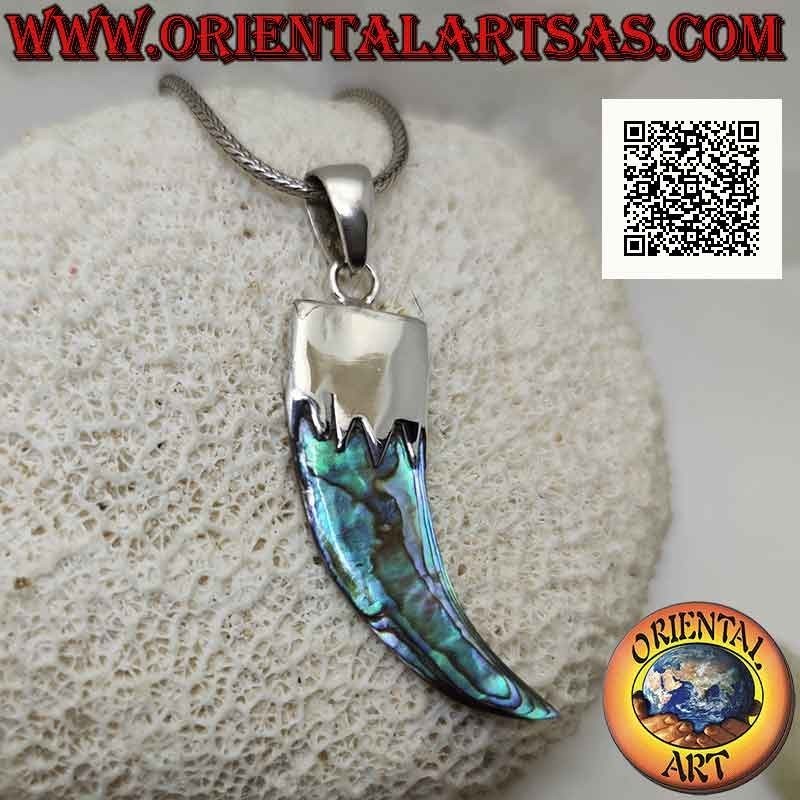 Silberanhänger, Abalone (Paua-Muschel) „Glücksbringer“-Horn mit Haube (B)