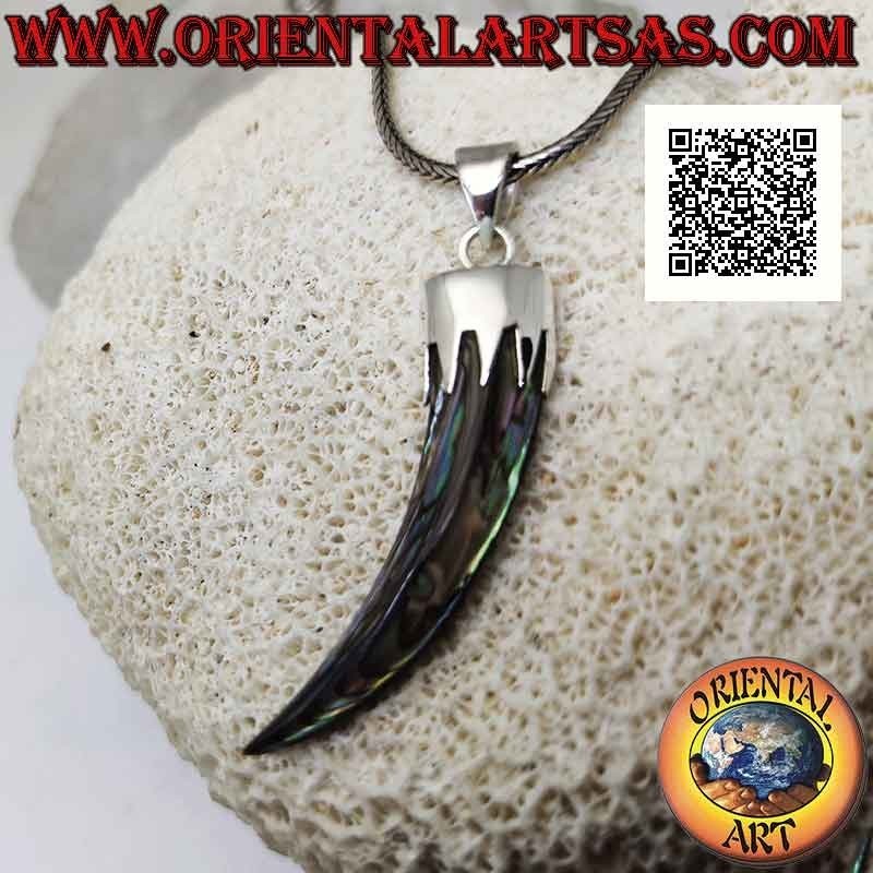 Silberanhänger, Abalone (Paua-Muschel) „Glücksbringer“-Horn mit Haube (C)