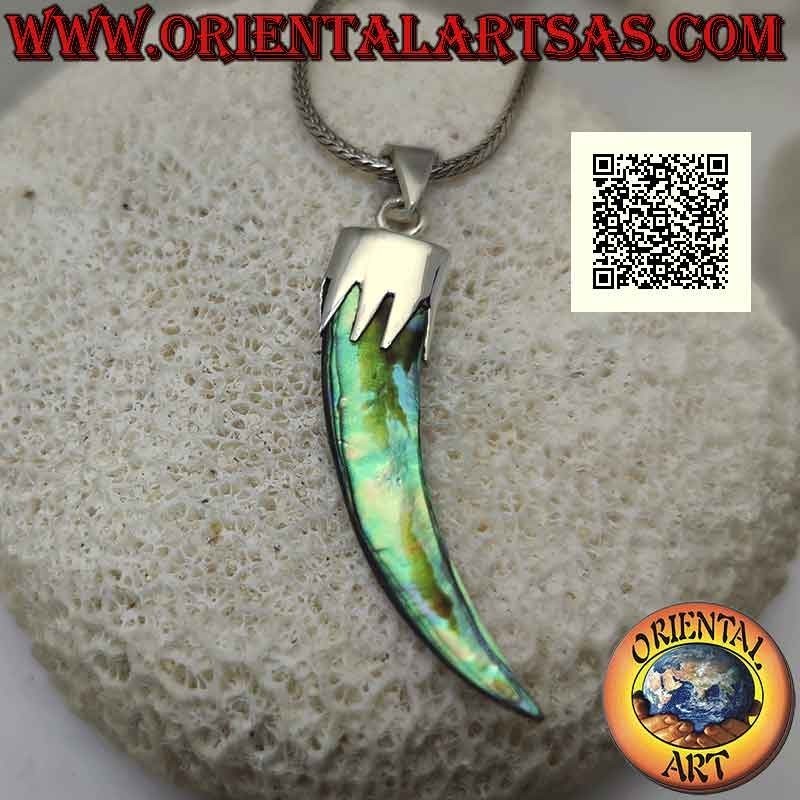 Silberanhänger, Abalone (Paua-Muschel) „Glücksbringer“-Horn mit Haube (C)