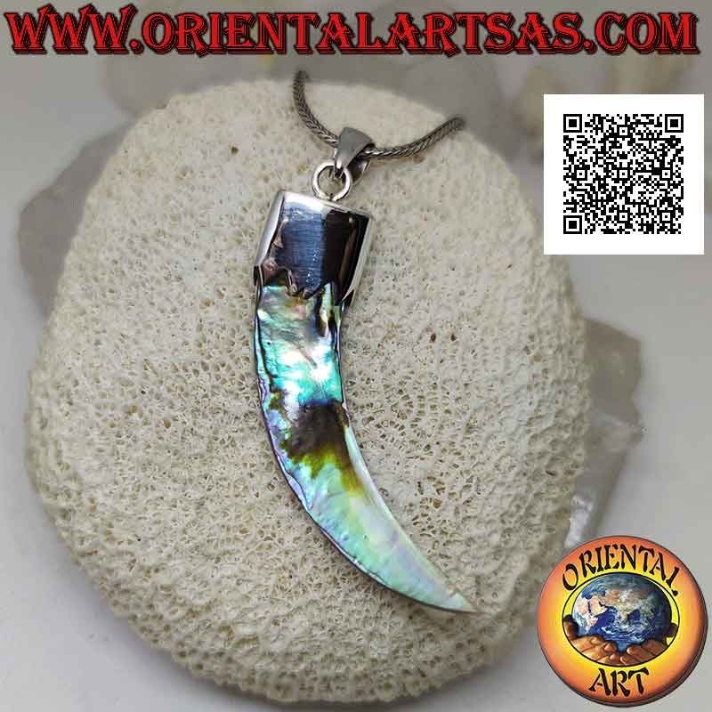 Silberanhänger, Abalone (Paua-Muschel) „Glücksbringer“-Horn mit Haube (D)