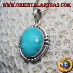 silver pendant with Natural Turquoise Tibetan (average Oval)