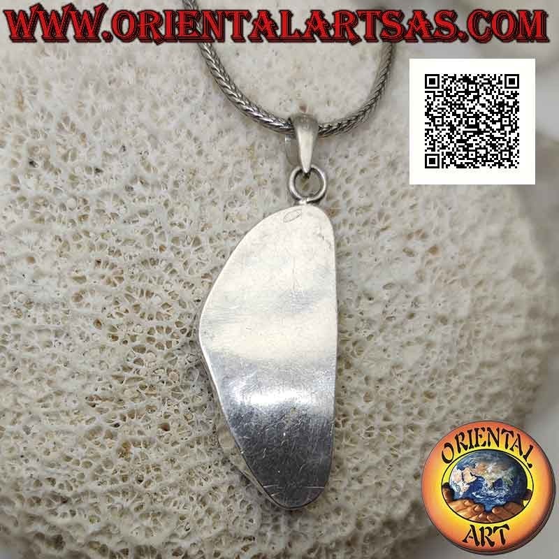 Ciondolo in argento con paua shell (abalone) di forma irregolare a filo bordo liscio (B)