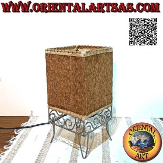 Ethnic table lamp, "parallelepiped with Greek foot" with a square base in 30 cm sandal root