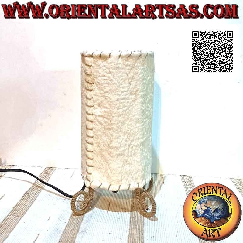 Ethnic table lamp, "linear cylinder" with a 25 cm round base in tree bark