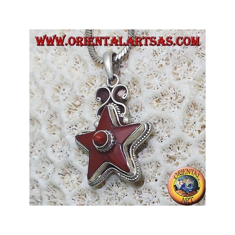 colgante de plata Natural Coral de la estrella