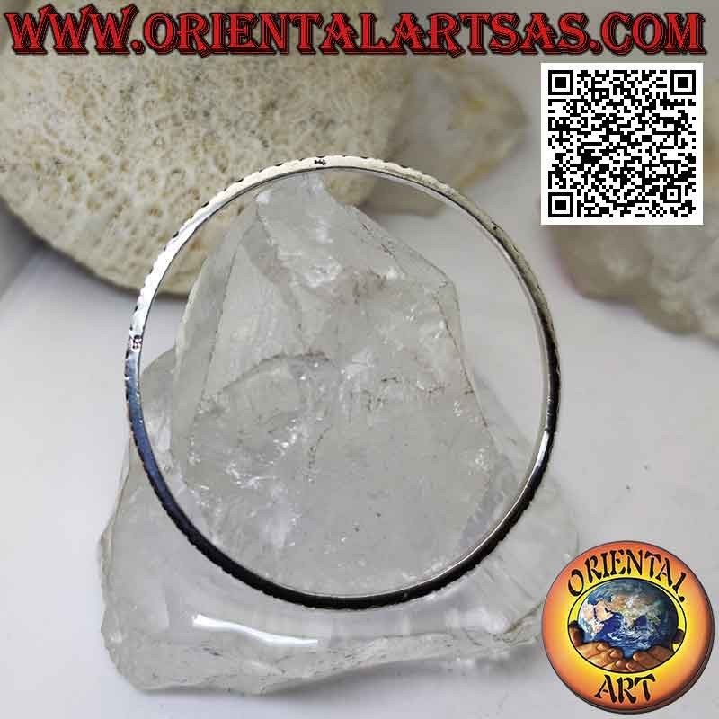 Pulsera rígida en anillo de plata 925 ‰ con ondas y segmentos alternados de 2 mm