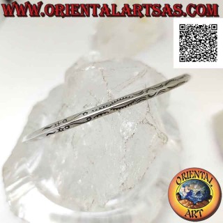 Bracciale rigido in argento 925‰ romboidale con archetti decorati incisi e pallina terminale