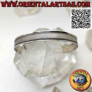 Rigid bracelet in 925 ‰ silver with dense micro mesh in bas-relief