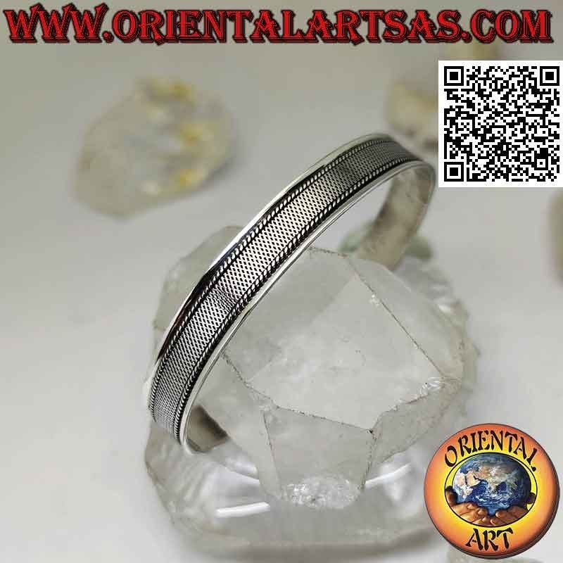 Bracelet rigide en argent 925‰ avec micro maille dense en bas-relief