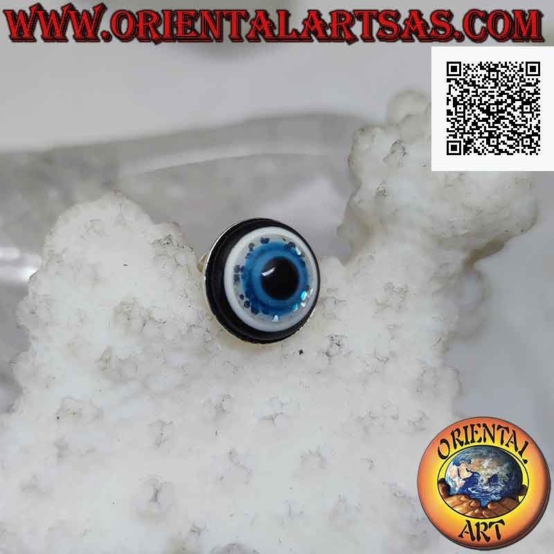 Mini silver earring, the eye of Allah (amulet against evil eye and bad luck)