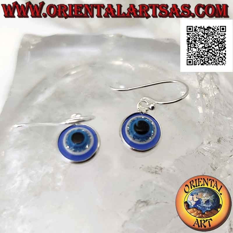 Pendientes de plata, el ojo de Alá (amuleto contra el mal de ojo y la mala suerte) Ø 9 mm