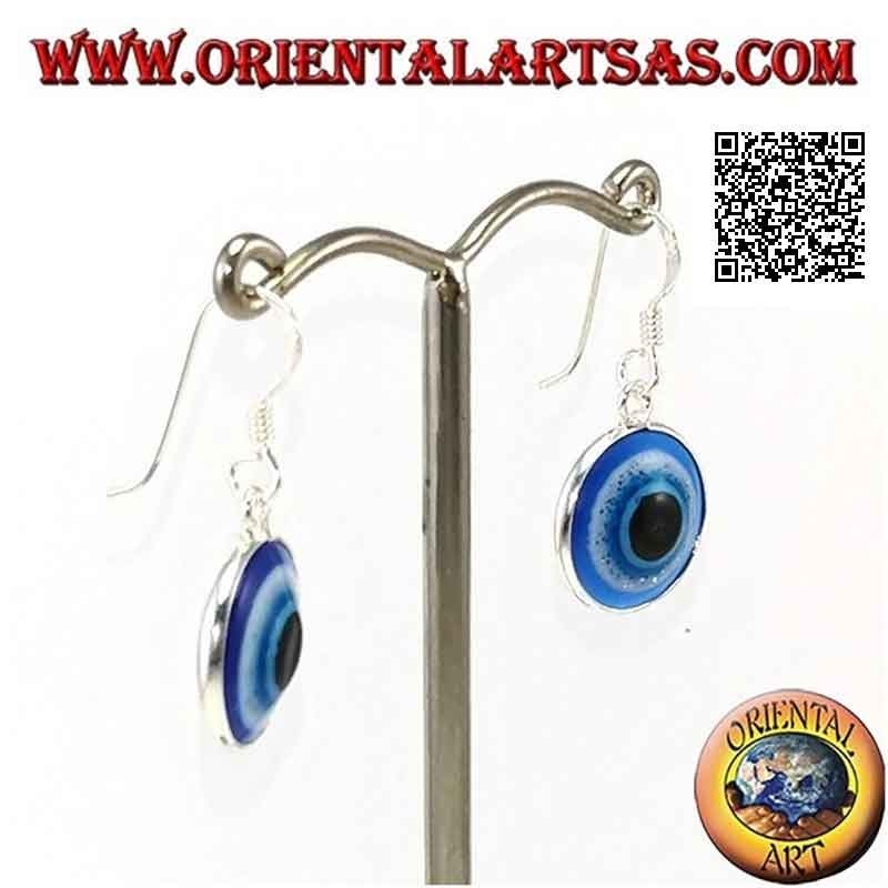 Silver earrings, the eye of Allah (amulet against evil eye and bad luck) Ø 13 mm
