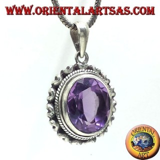 pendentif en argent avec belle véritable Améthyste naturelle