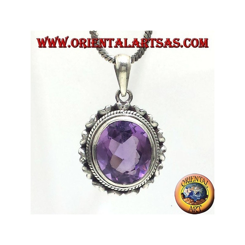 ciondolo in argento con splendida vera Ametista naturale 