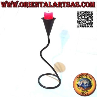Bougeoir fleur "calla" fait main avec tige ondulée en fer forgé