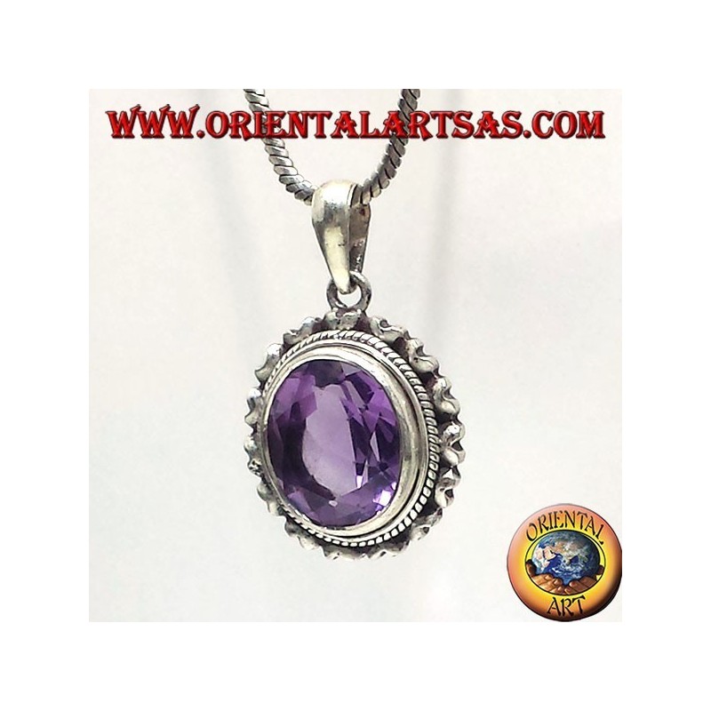 pendentif en argent avec belle véritable Améthyste naturelle