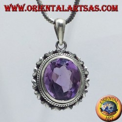 Silber Anhänger mit schönen echten natürlichen Amethyst