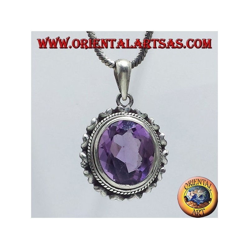 ciondolo in argento con splendida vera Ametista naturale 