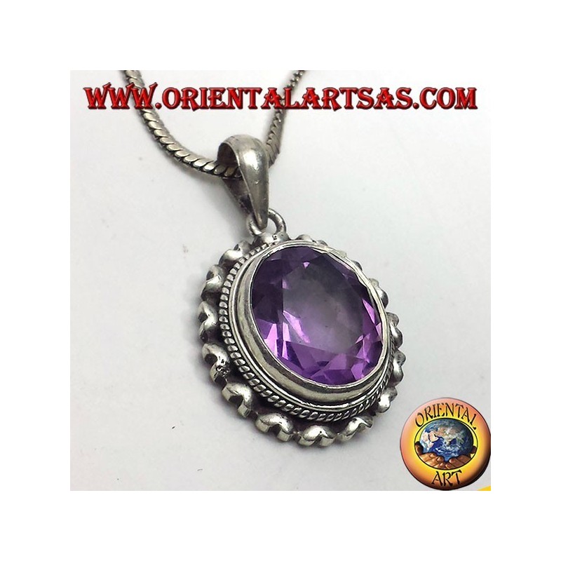 Silber Anhänger mit schönen echten natürlichen Amethyst
