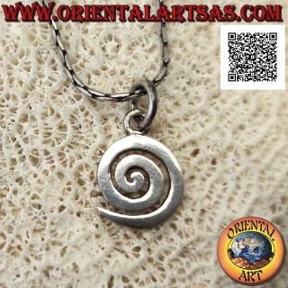 Pendentif en argent, spirale aplatie lisse (symbole du devenir et de l'évolution)