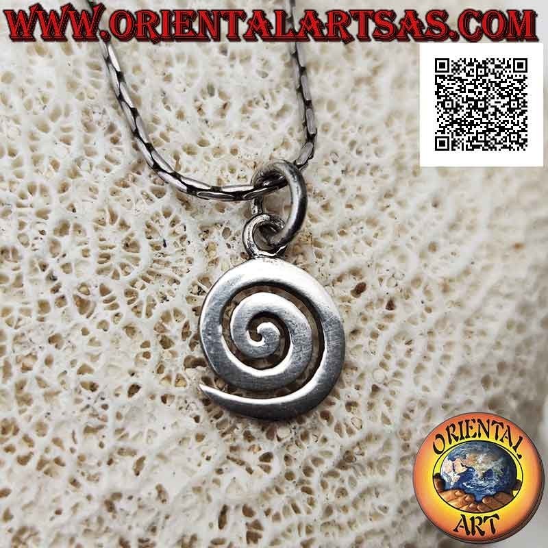 Pendentif en argent, spirale aplatie lisse (symbole du devenir et de l'évolution)