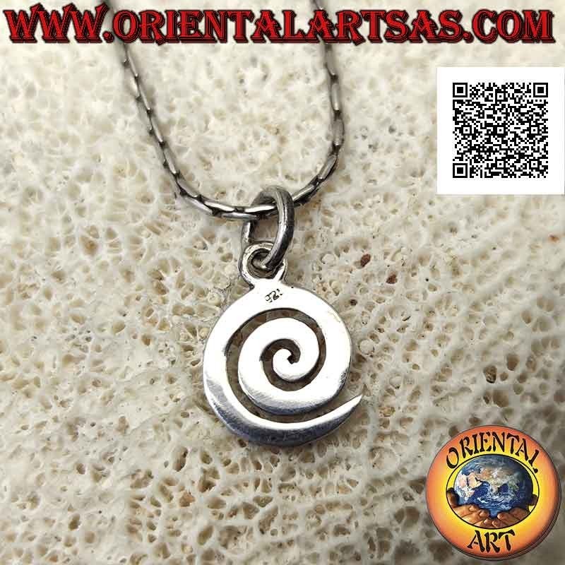 Silver pendant, smooth flattened spiral (symbol of becoming and development)