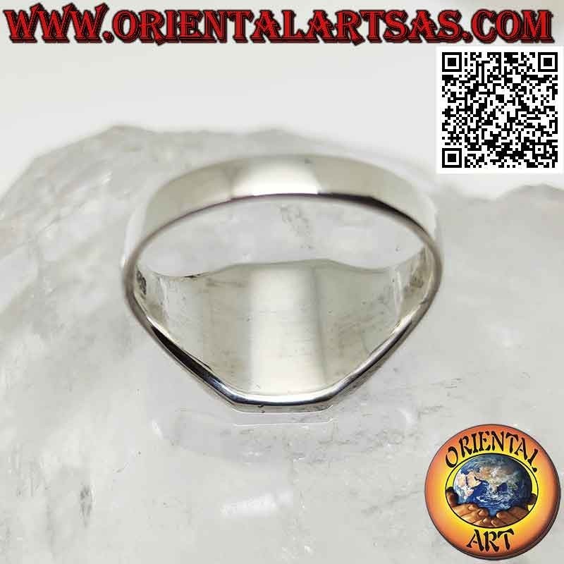Bague en argent lisse avec chevalier rectangulaire arrondi