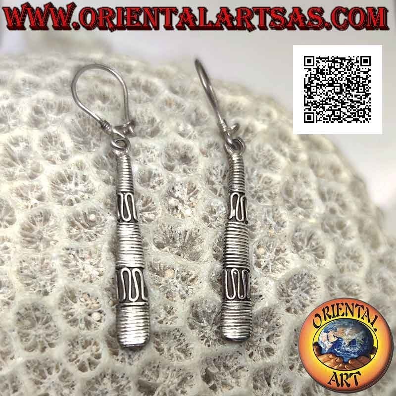 Handmade silver Balinese leverback earrings, intertwined wire and serpentine alternating
