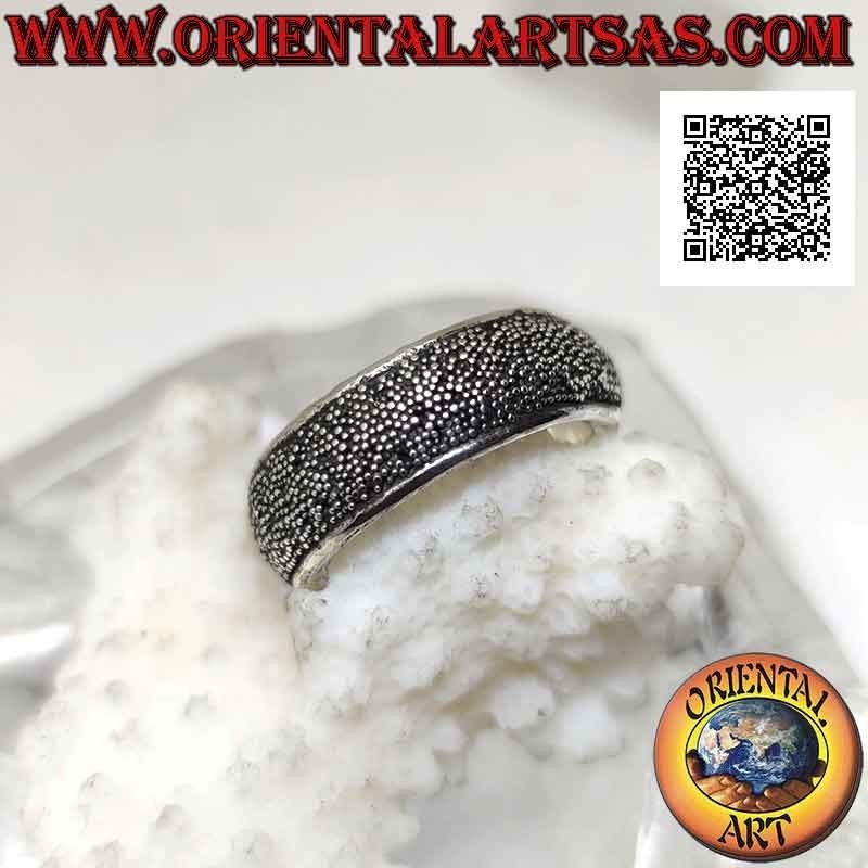 Silver ring with 7 mm sandblasted rounded band (studded with microspheres)