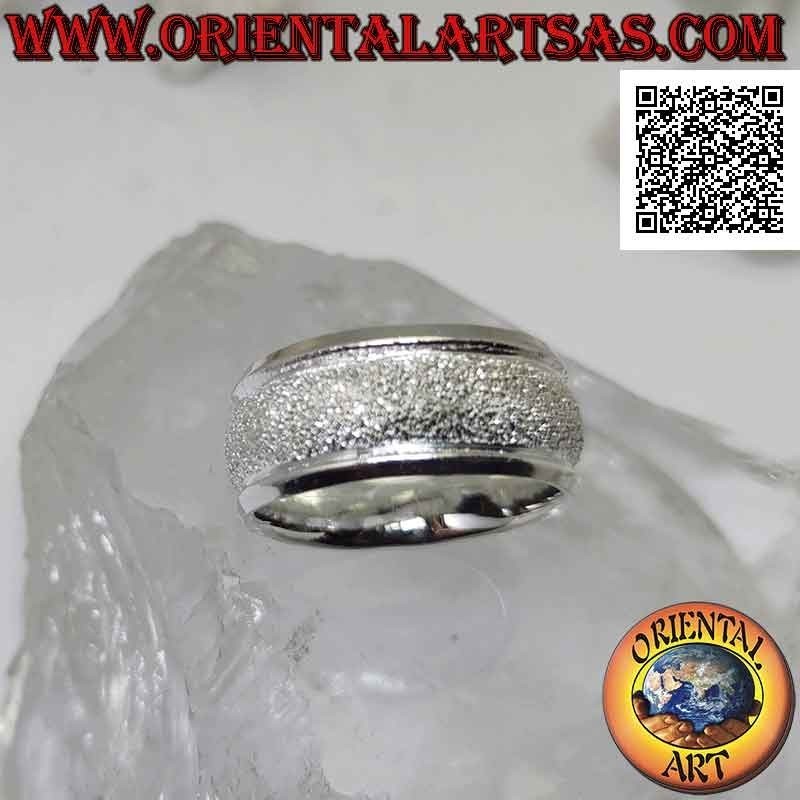 Bague en argent avec anneau arrondi sablé "effet brillant" de 10 mm (parsemé de microsphères)