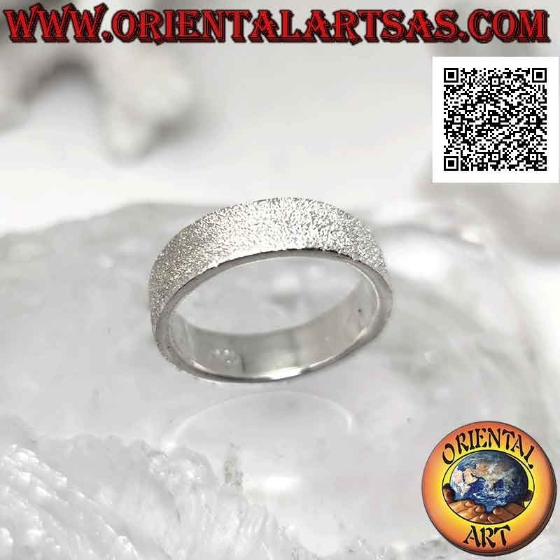 Anillo de plata de banda plana arenado "efecto brillante" de 6 mm (tachonado de microesferas)