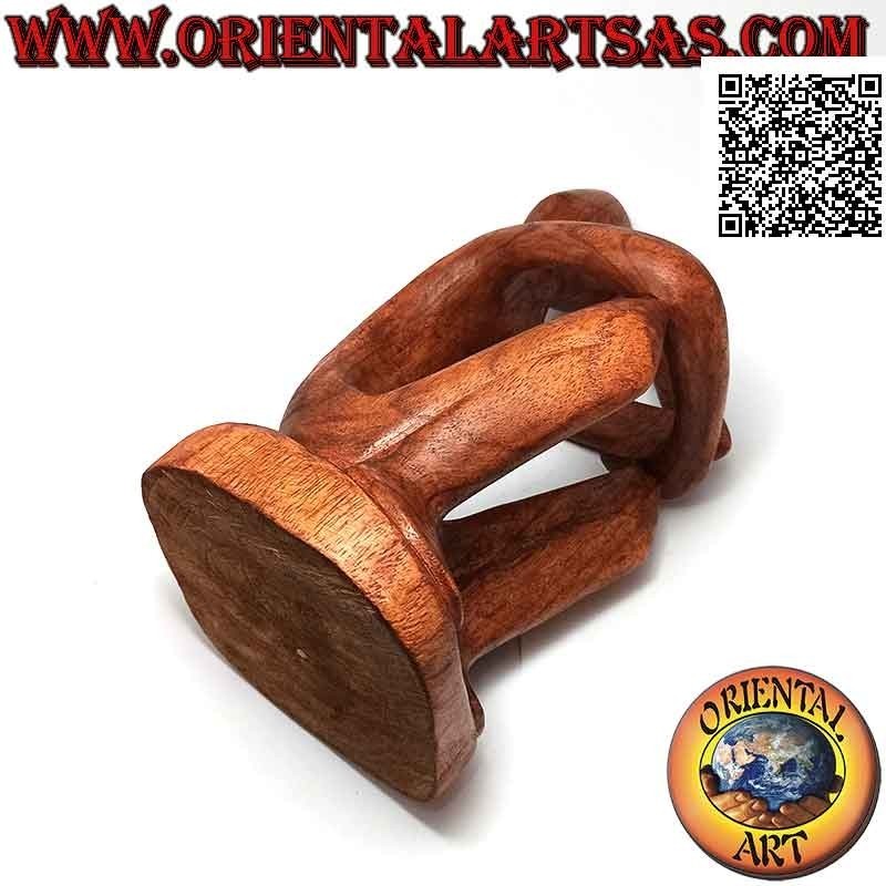 Bottle holder sculpture of a seated thinker in reflection in Suar wood
