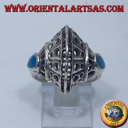 Silber Ring, Schale mit zwei türkisfarbene Tropfen