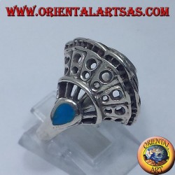 Silber Ring, Schale mit zwei türkisfarbene Tropfen