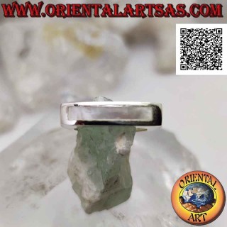 Sortija de plata lisa con nácar rectangular estrecho y largo horizontal en engaste cuadrado (14)