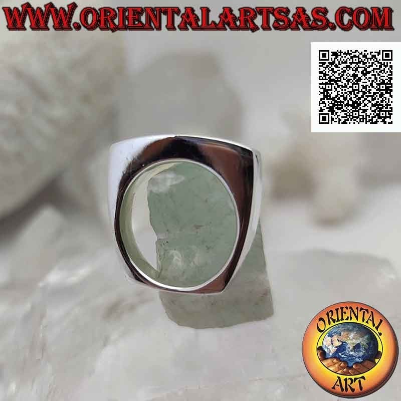 Sortija de plata lisa con nácar rectangular estrecho y largo horizontal en engaste cuadrado (14)