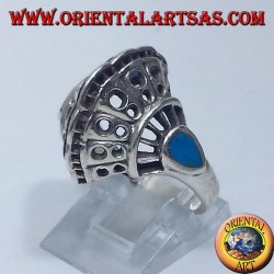 Silber Ring, Schale mit zwei türkisfarbene Tropfen