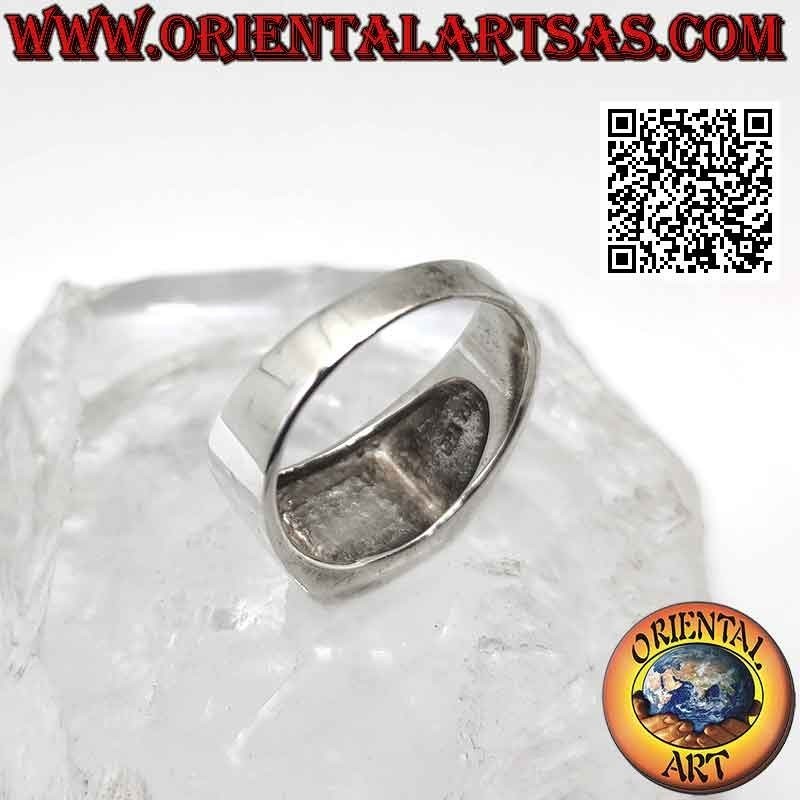 Bague en argent lisse et simple avec onyx carré 10 x 10 mm