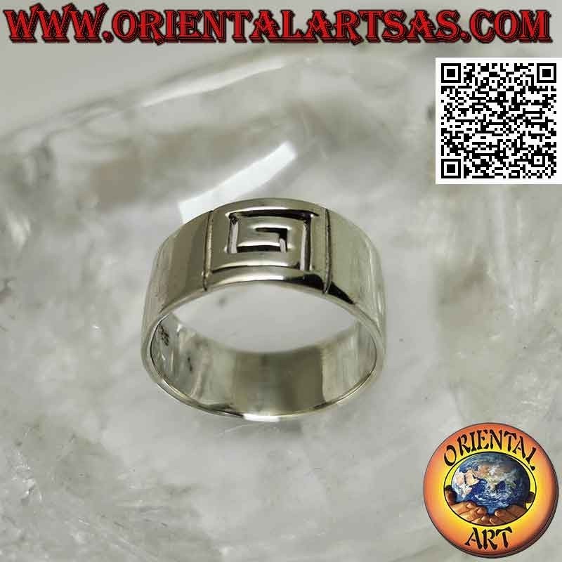 Bague en argent avec spirale centrale perforée carrée