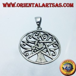 colgante de plata del árbol de la vida con el pentáculo