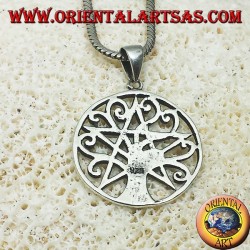 silver pendant, tree of life with pentacle