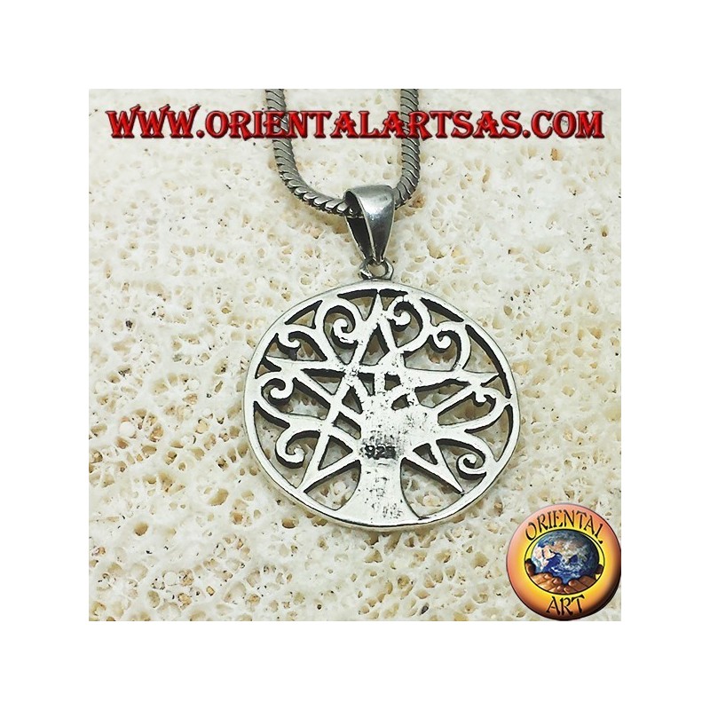colgante de plata del árbol de la vida con el pentáculo