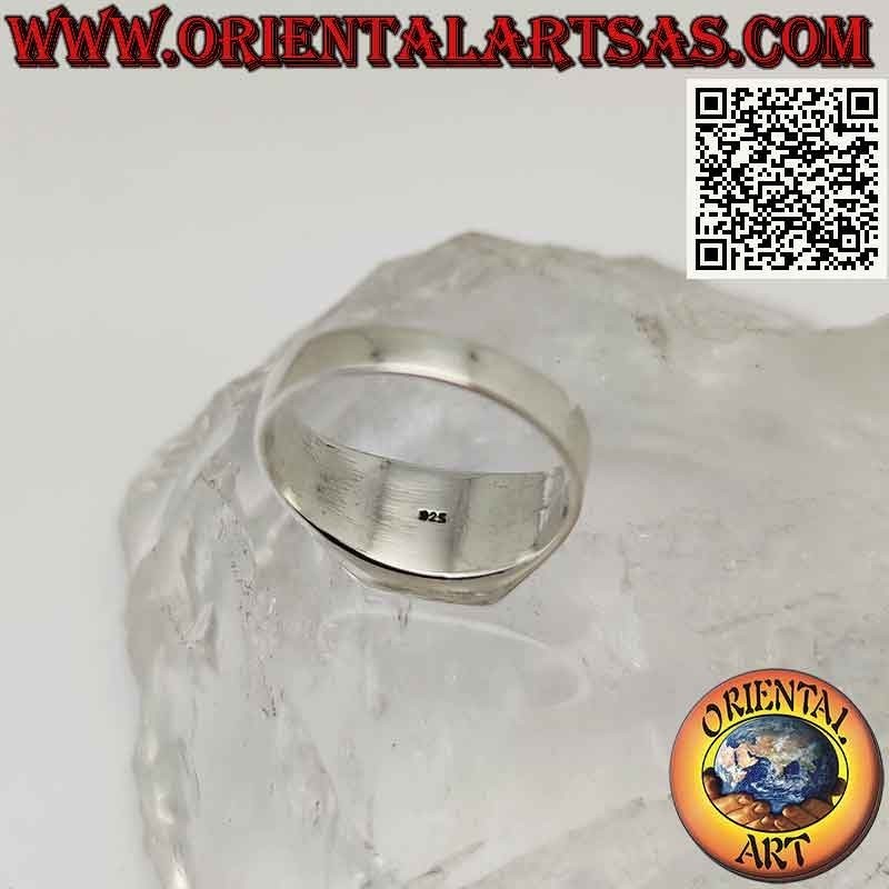 Glatter Silberring mit quadratischem Türkis mit Rand 8x8 mm