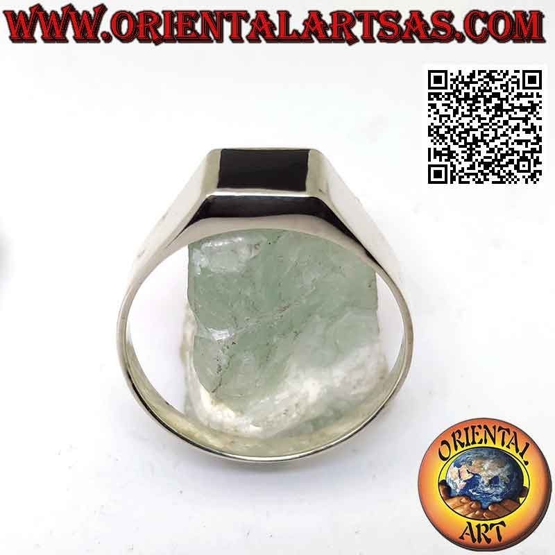 Glatter Silberring mit quadratischem Onyx bündig mit Rand 8x8 mm