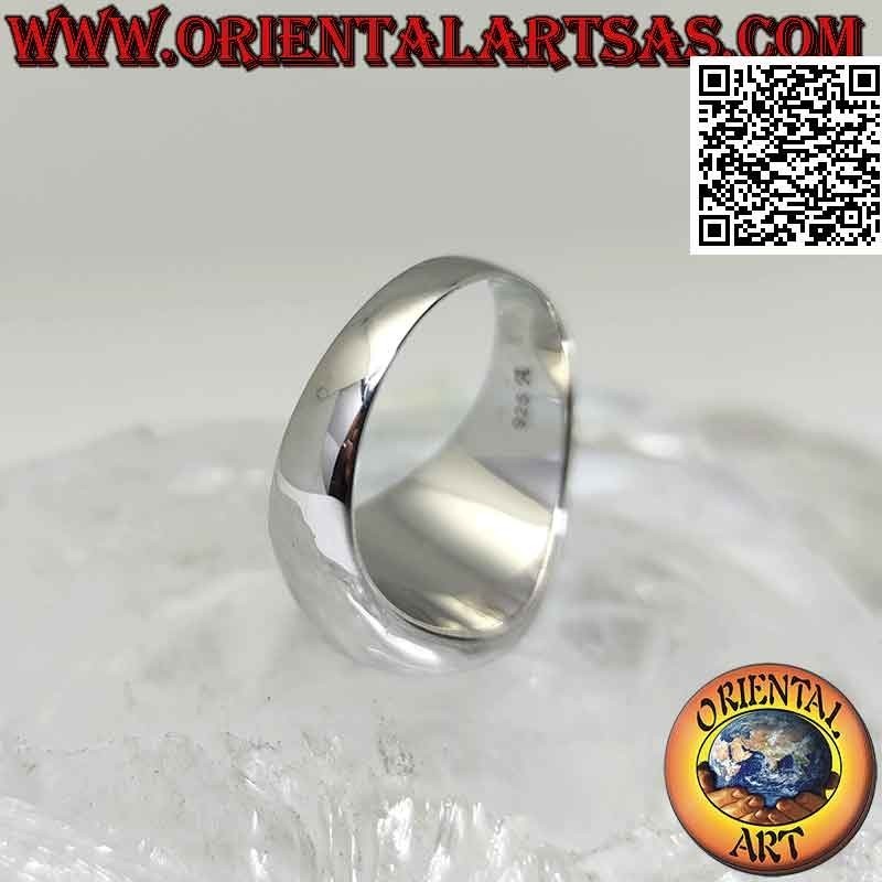 Anillo de plata con ónix redondo a ras de canto sobre marco liso de Ø 12 mm