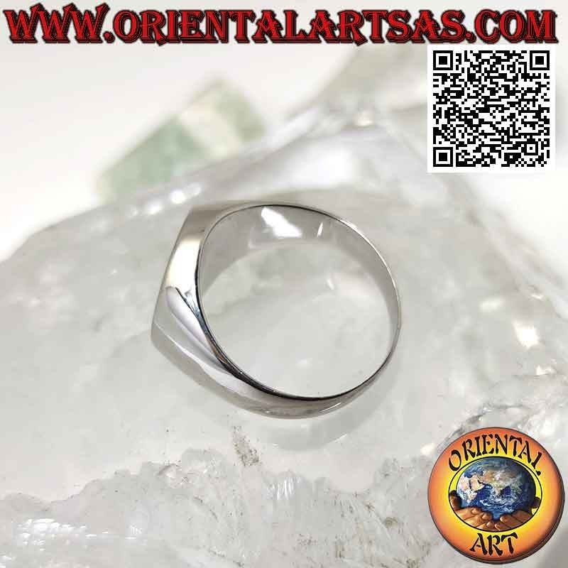 Anillo de plata con ónix redondo a ras de canto sobre marco liso de Ø 12 mm
