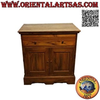 Buffet lineare a 2 ante e 1 cassettone in legno di teak da 77x53, 79h