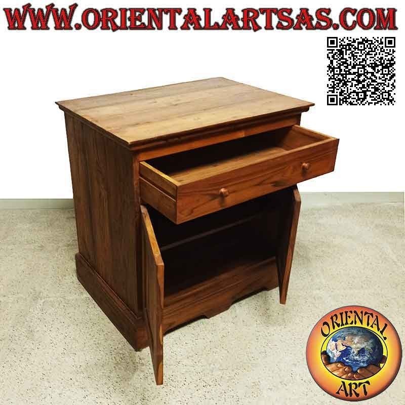 Linear buffet with 2 doors and 1 chest of drawers in teak wood 77x53, 79h