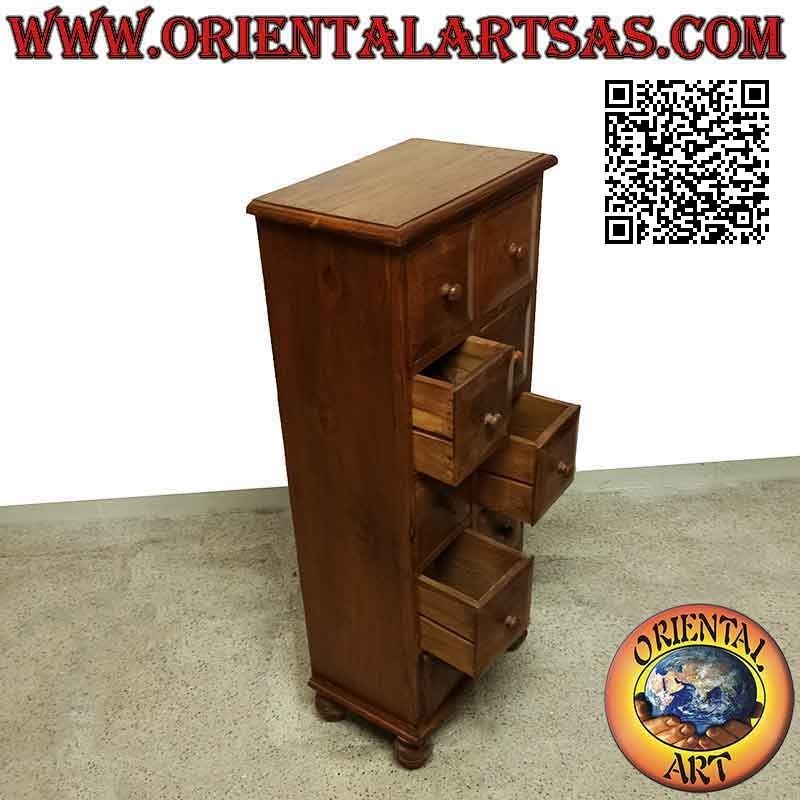 Cajonera columna con 10 cajones cuadrados en madera de teca