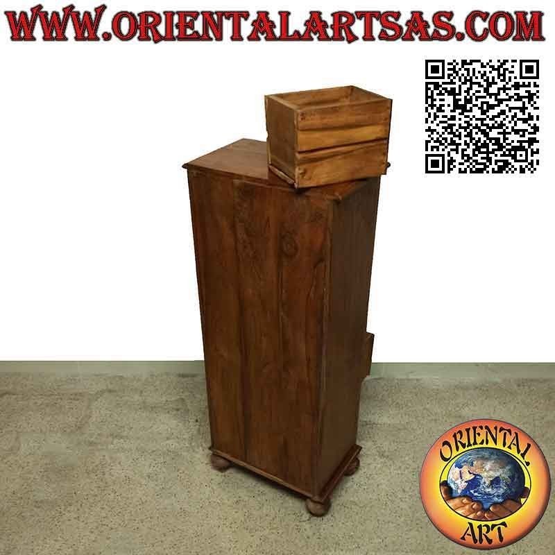 Commode à colonne avec 10 tiroirs carrés en bois de teck